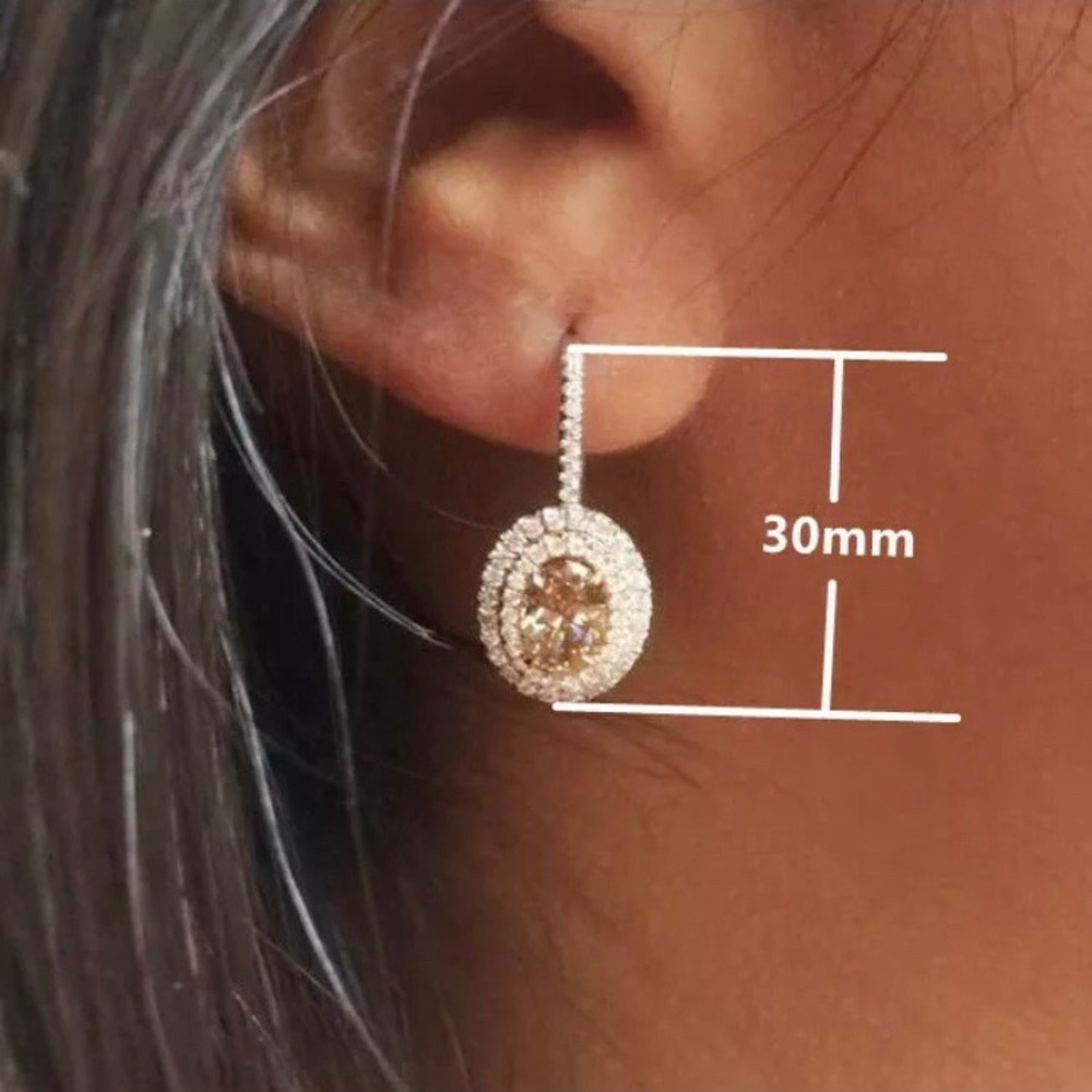 NEW💎18K Rose Gold Oval Morganite Halo Earrings - Picture 5 of 5